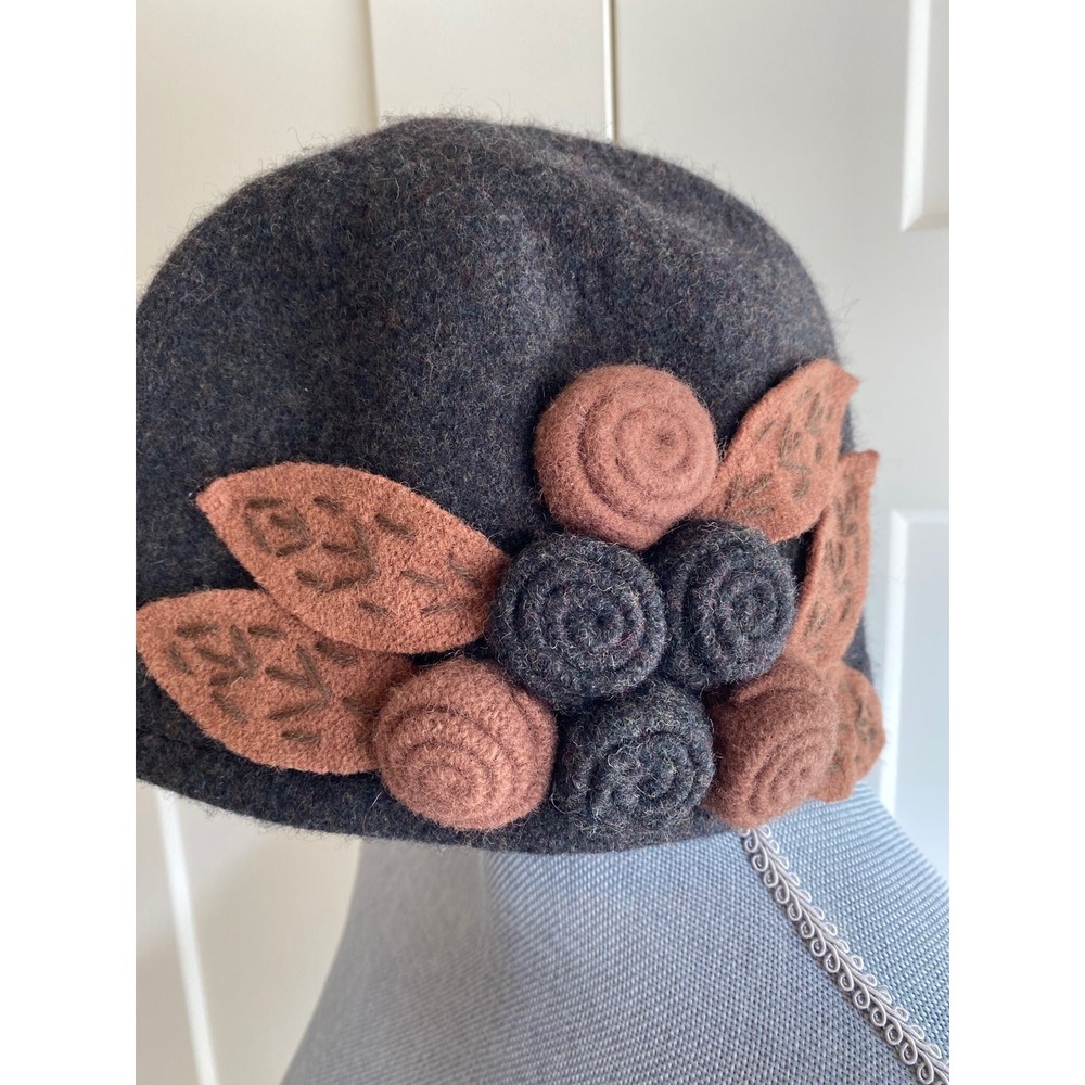 Wool Beanie Hat Black Brown OS 1920s Style Old Money Classy